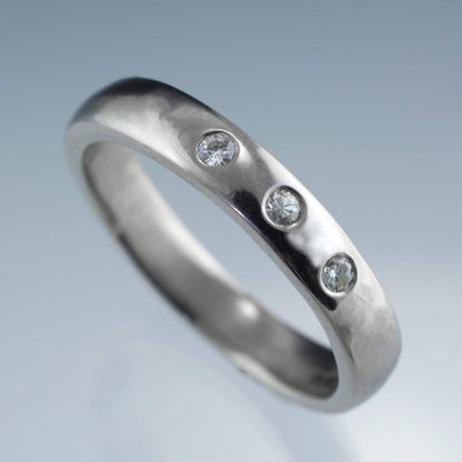 Narrow 3 White Sapphire Wedding Ring Ring by Nodeform