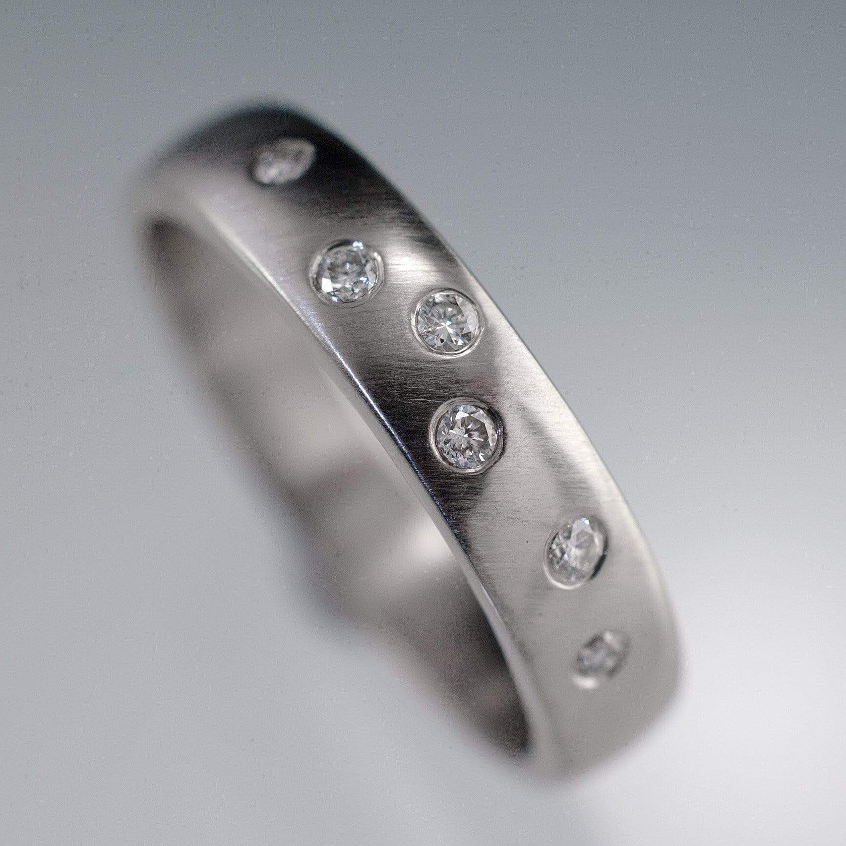 Diamond Wedding Ring, Random Diamond Flush Set Band Sterling Silver / 3mm Ring by Nodeform