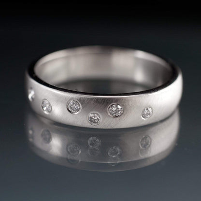 Moissanite Wedding Ring, Random Moissanite Flush Set Band Sterling Silver / 3mm Ring by Nodeform