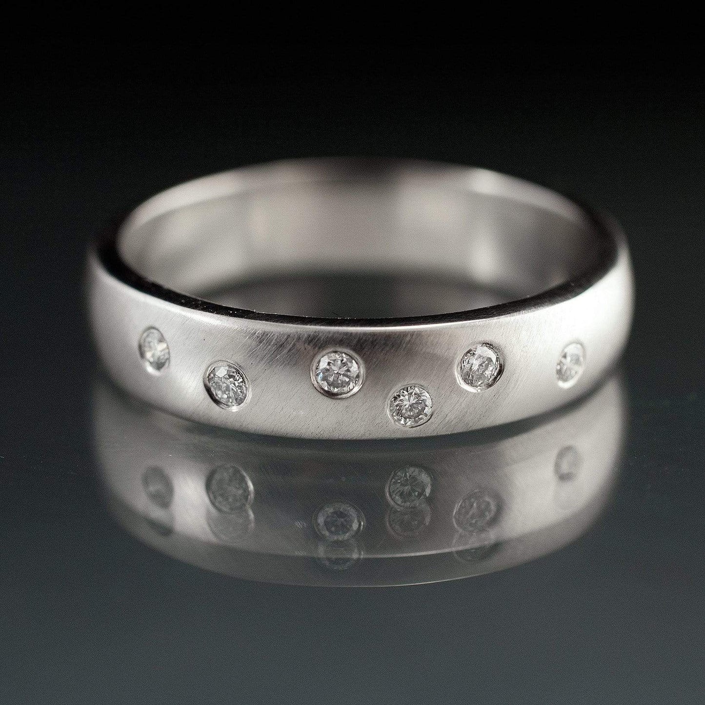 Moissanite Wedding Ring, Random Moissanite Flush Set Band Ring by Nodeform