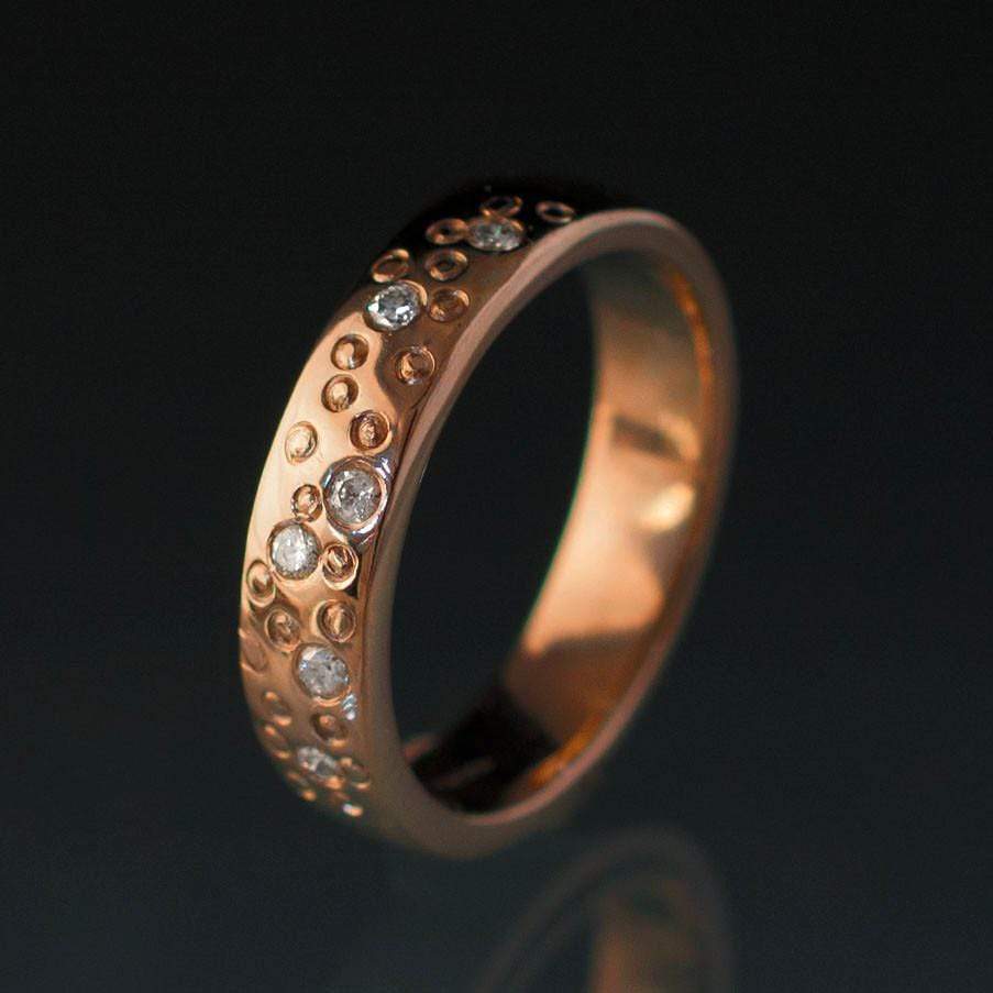 Diamond Star Dust Wedding Ring 14k Rose Gold / 4mm Ring by Nodeform
