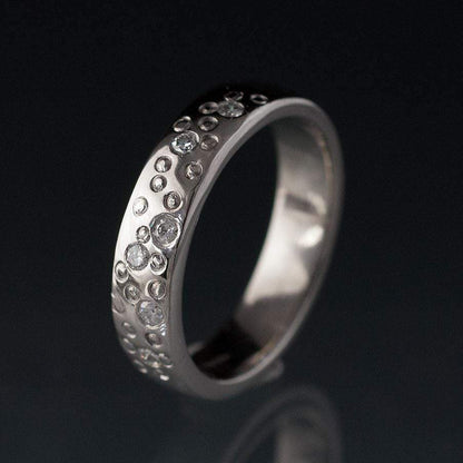 Diamond Star Dust Wedding Ring 14kPD White Gold / 4.5mm Ring by Nodeform