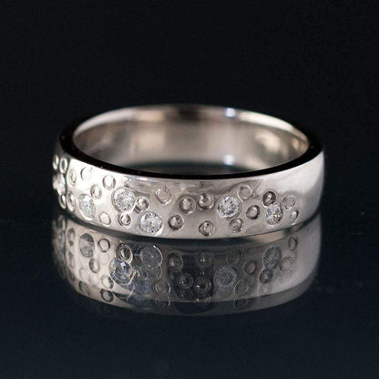 Moissanite Star Dust Wedding Ring 4.5mm / 14kPD White Gold Ring by Nodeform
