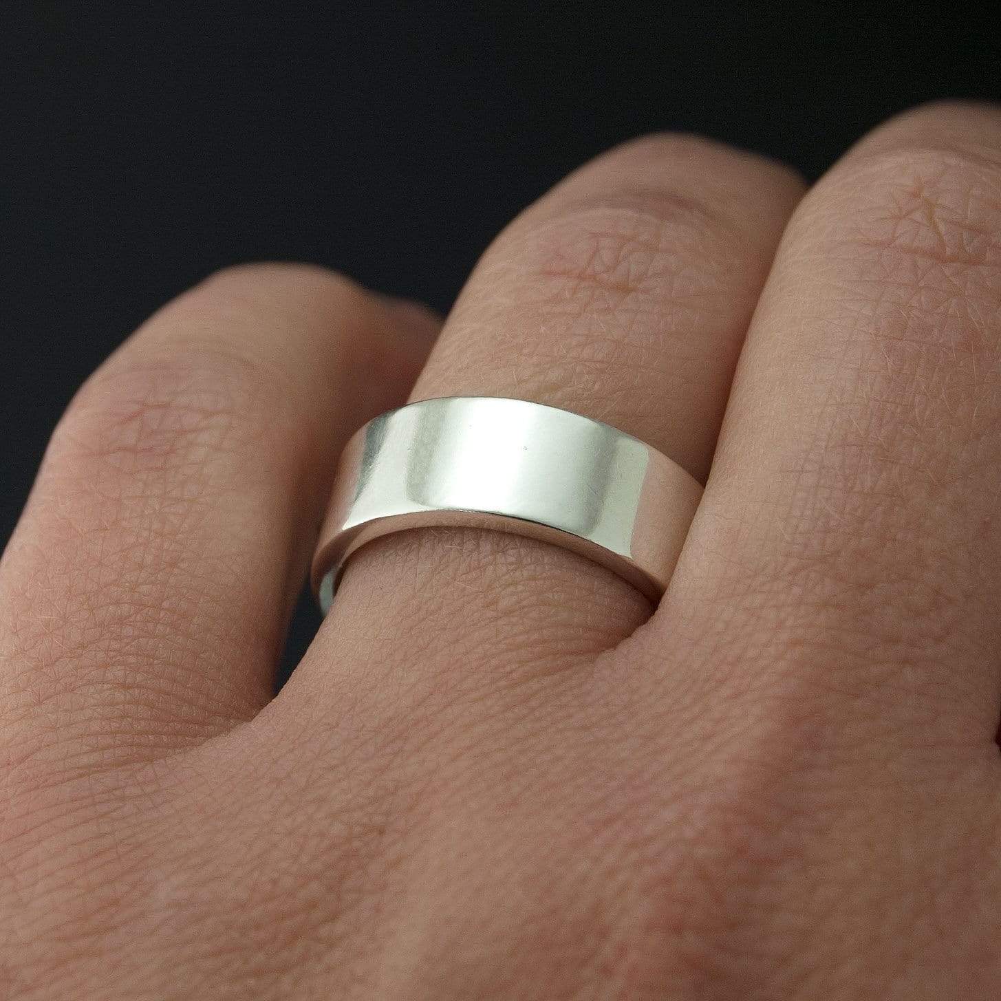 Wide Flat Modern Simple Wedding Band Ring by Nodeform