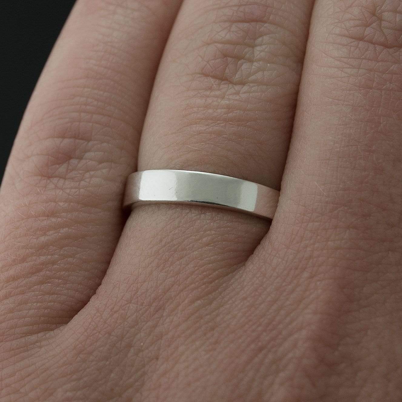 Simple Flat Style Wedding Bands, Set of 2 Wedding Rings Ring Set by Nodeform