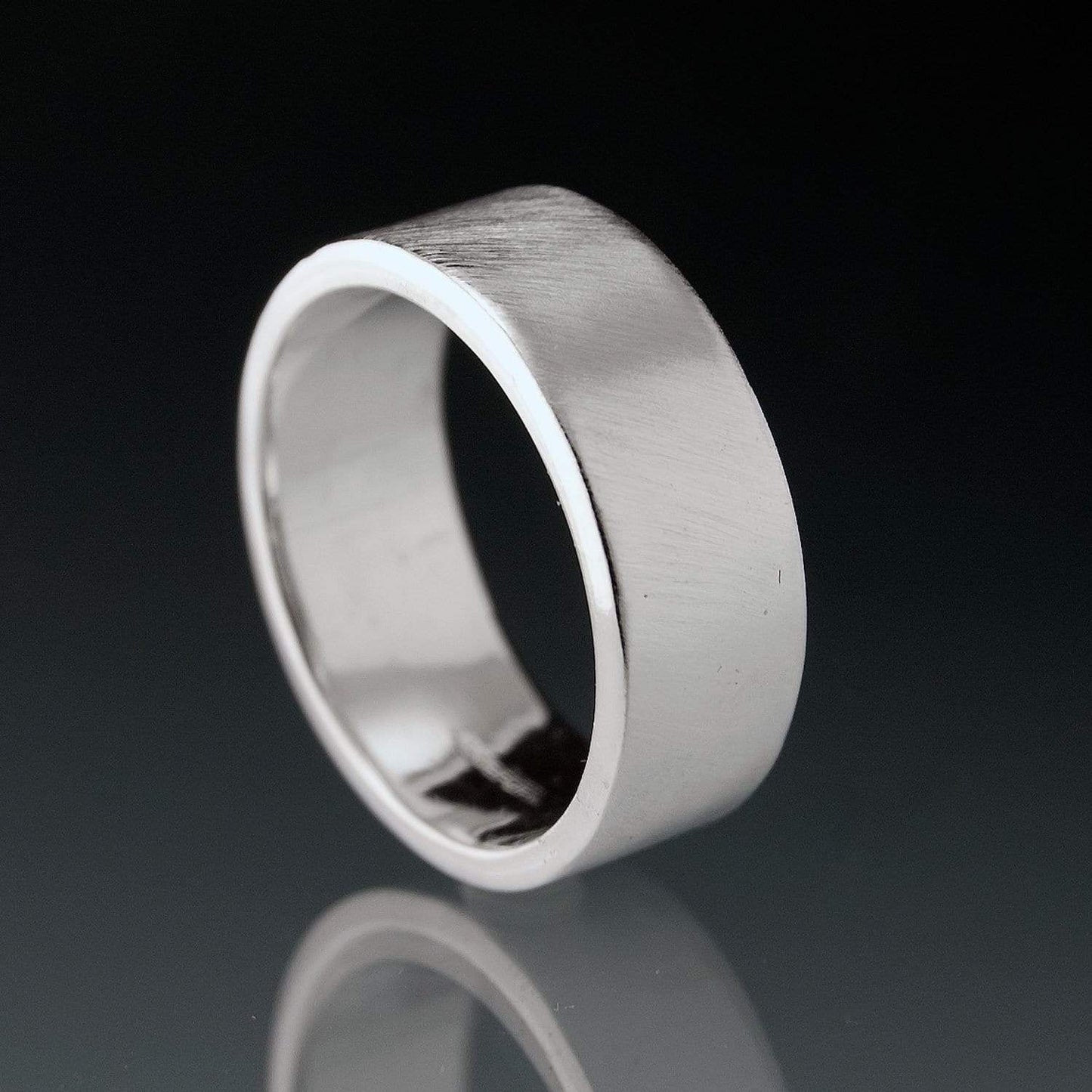 Wide Flat Modern Simple Wedding Band Sterling Silver / 4mm Ring by Nodeform