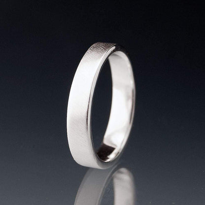 Narrow Flat Simple Wedding Band, 2-4mm Width 14k Nickel White Gold (not plated) / 3.5mm Ring by Nodeform