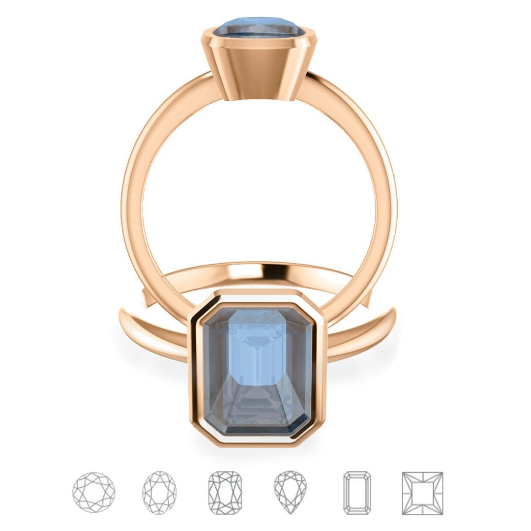 Emma Bezel Set Solitaire Engagement Ring - Setting only 14k Rose Gold Ring Setting by Nodeform
