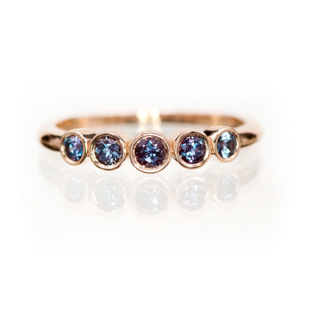 Fiona Band - Graduated Lab-created Alexandrite Five Bezel Stacking Anniversary Ring Ring by Nodeform