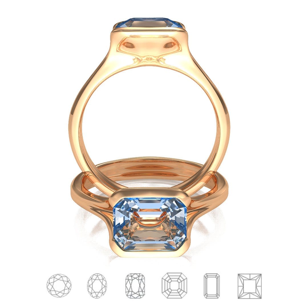 Fold Semi-Bezel Set Solitaire Engagement Ring - Setting only 14k Rose Gold Ring Setting by Nodeform