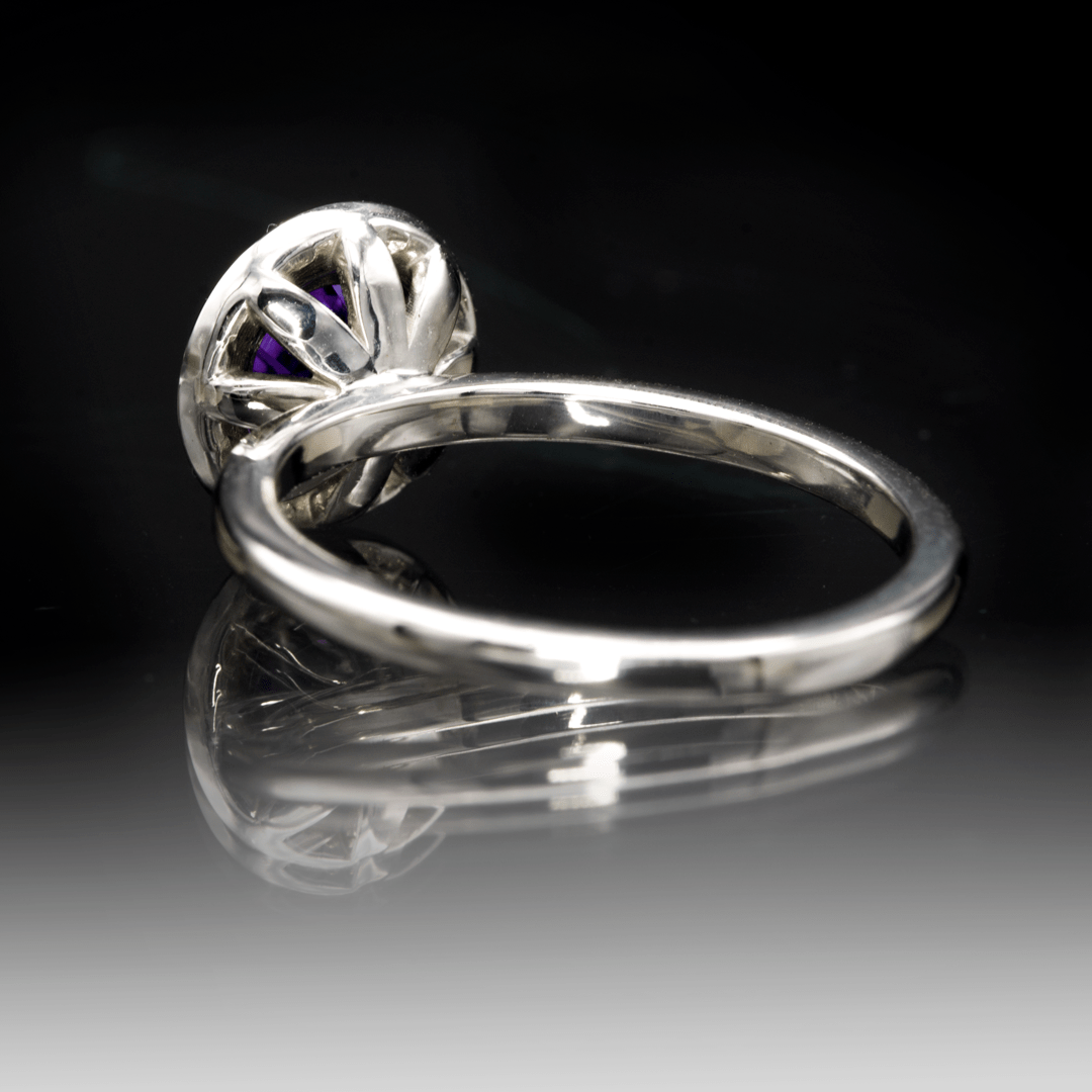 Hale Ring - Bezel Set Engagement Ring with Diamond Halo- Setting only Ring Setting by Nodeform