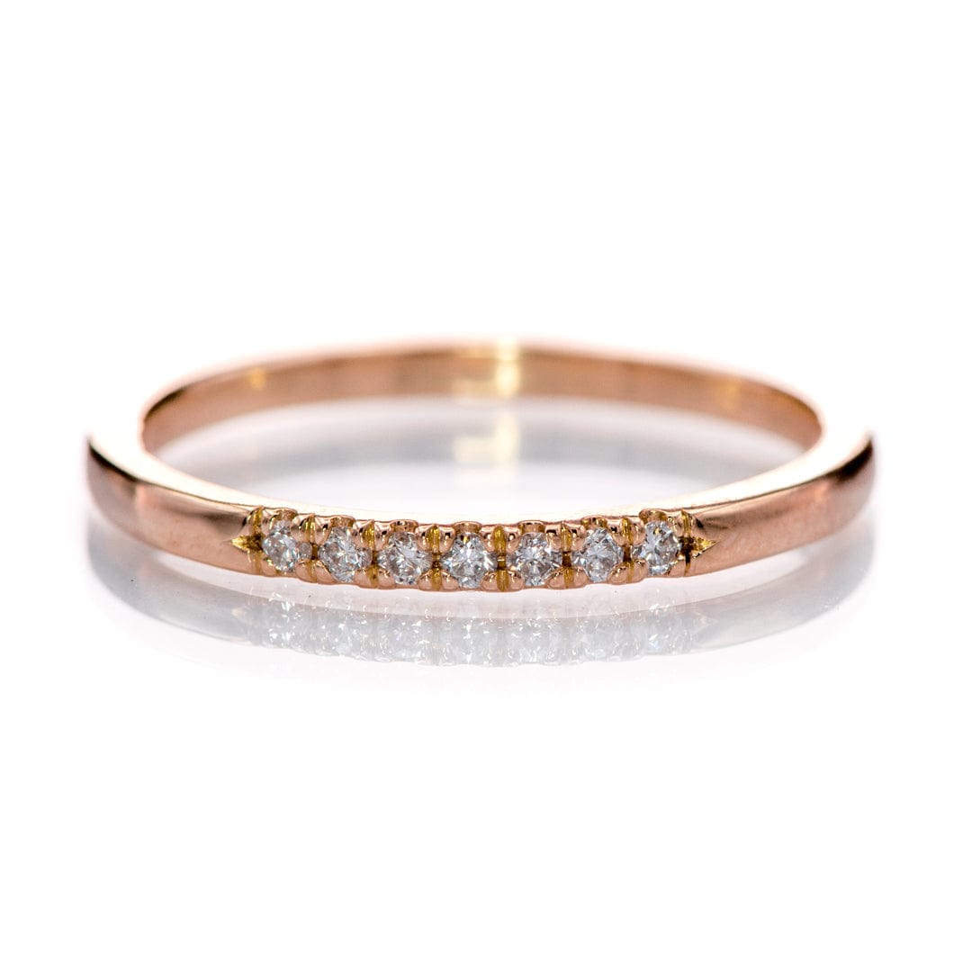 Louise Anniversary Band - French Set Moissanite or Diamond Pave Ring Stacking Wedding Band Moissanites (~0.2ct total) / 14k Rose Gold Ring by Nodeform