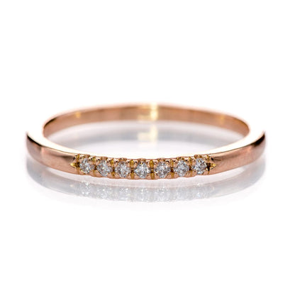 Louise Anniversary Band - French Set Moissanite or Diamond Pave Ring Stacking Wedding Band Moissanites (~0.2ct total) / 14k Rose Gold Ring by Nodeform