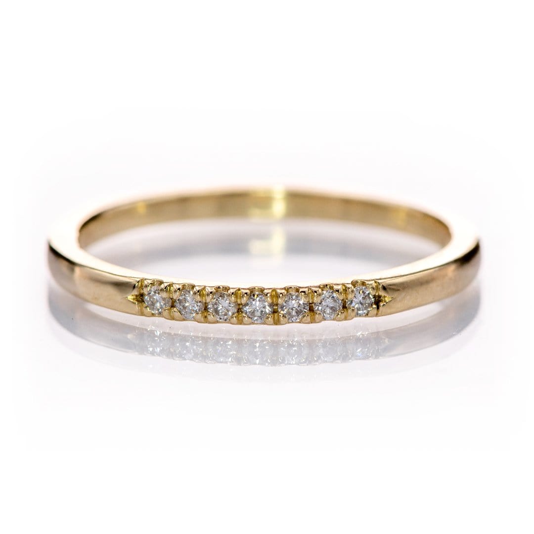 Louise Anniversary Band - Narrow French Set Lab Diamond 10k Yellow Gold Stacking Wedding Ring Ring Ready To Ship by Nodeform