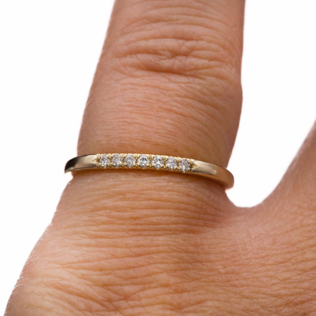 Louise Anniversary Band - French Set Moissanite or Diamond Pave Ring Stacking Wedding Band Ring by Nodeform