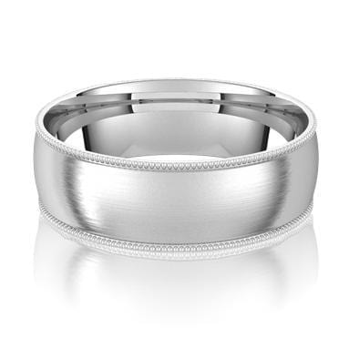 Milgrain Edge Domed Comfort-fit Men's Wedding Band 14k White Gold / 6mm wide Mens Ring by Nodeform