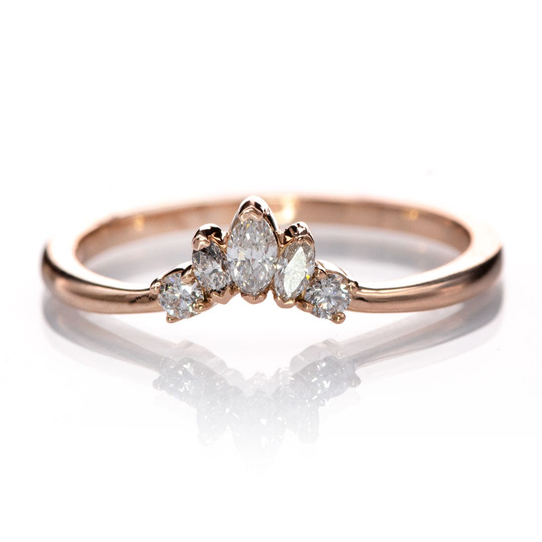 Macie Band- Marquise Diamond, Moissanite or White Sapphire Curved Contoured Stacking Wedding Ring Ring by Nodeform
