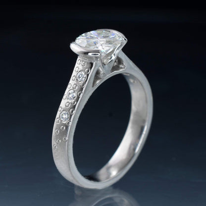 Moissanite Round Half Bezel Star Dust Engagement Ring Ring by Nodeform