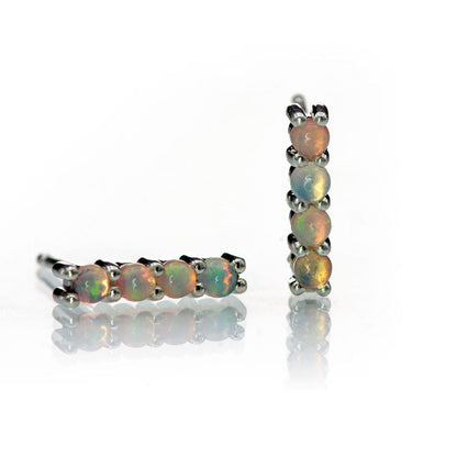 Opal Bar Studs Gold or Platinum Earrings Earrings by Nodeform