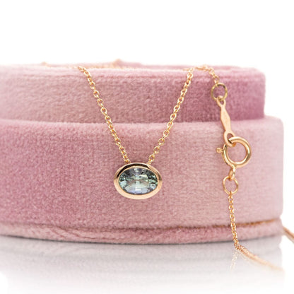 Oval Tanzanite 14k rose gold & Silver Bezel Slide Pendant Necklace, ready to ship Necklace / Pendant by Nodeform