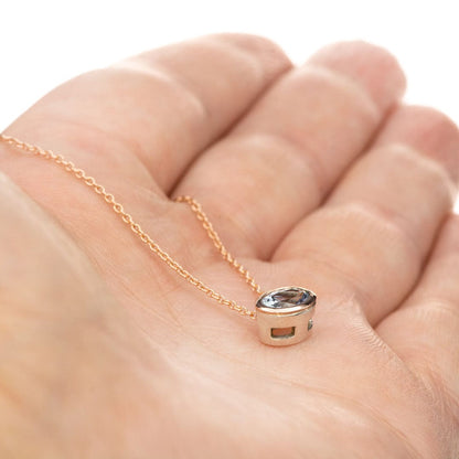 Oval Tanzanite 14k rose gold & Silver Bezel Slide Pendant Necklace, ready to ship Necklace / Pendant by Nodeform