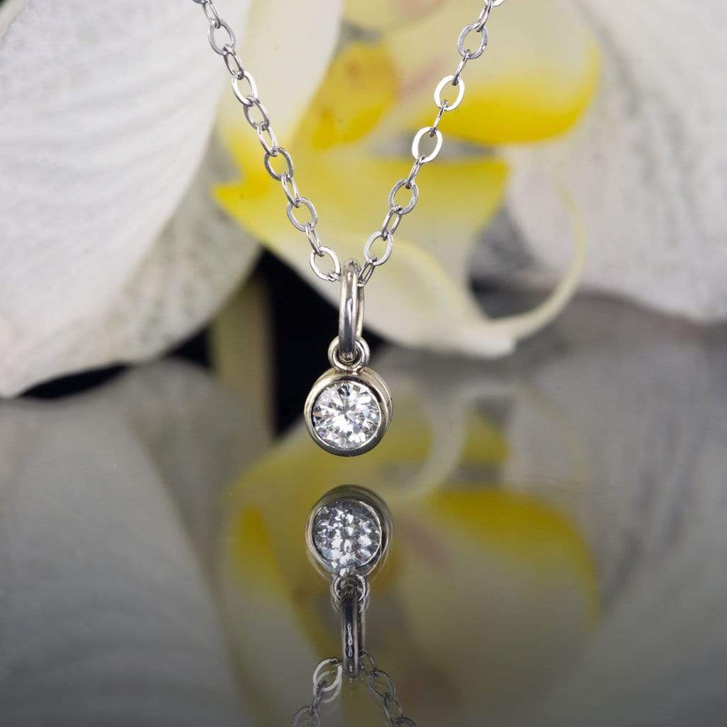 Round Diamond Gold Bezel Pendant Necklace Necklace / Pendant by Nodeform
