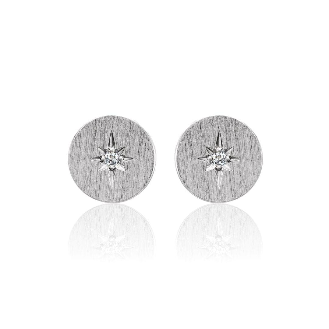 Diamond Star Set Round Disk Stud Earrings Earrings by Nodeform
