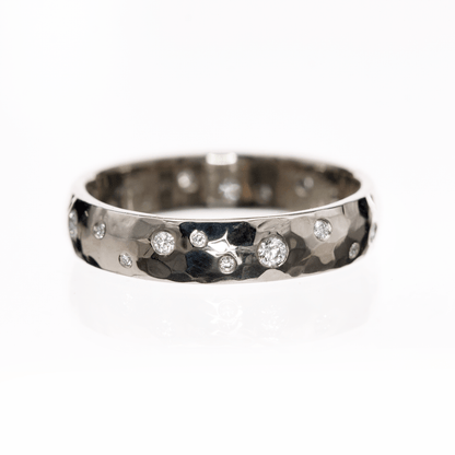 Stella Band - Random Scattered Moissanite Narrow Domed Eternity Wedding Band Ring by Nodeform
