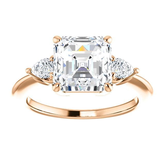 Tressa - Three Stone Prong Set Engagement Ring with Pear-shaped Side Stones - Setting only Ring Setting by Nodeform