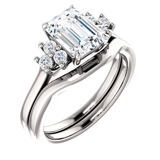 Ellie - Prong Set Accented Side Cluster Engagement Ring - Setting only Ring Setting by Nodeform