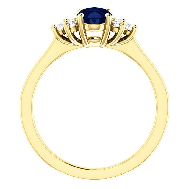 Men's Yellow 18k Gold Ring with Blue Sapphire & Natural Diamonds | JFM – J  F M