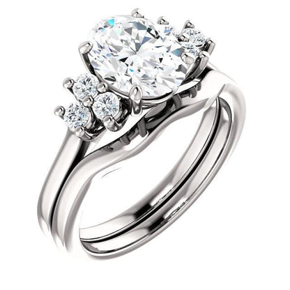 Ellie - Prong Set Accented Side Cluster Engagement Ring - Setting only Ring Setting by Nodeform