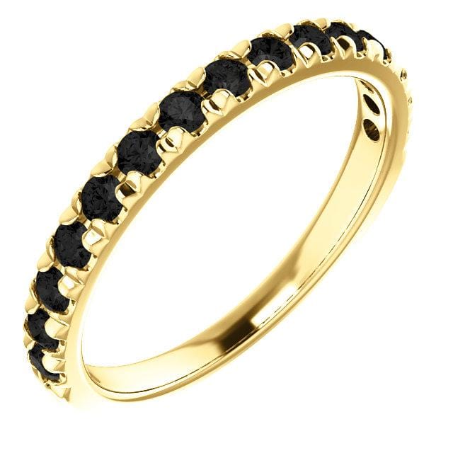 Black Diamond Pave French Set Ring Stacking Wedding Band 15 Black Diamonds (~0.6CTW) / 14K Yellow Gold Ring by Nodeform