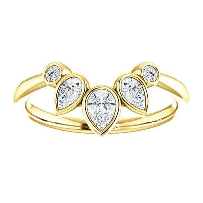 Chloe Band- Graduated Pear Diamond Curved Contoured Stacking Wedding Ring Ring by Nodeform