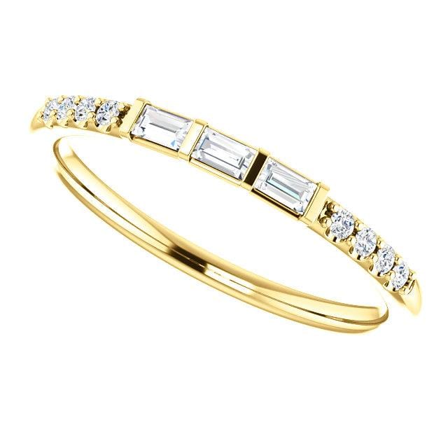 Triple Baguette Diamond Accented Stacking Promise Ring Ring by Nodeform