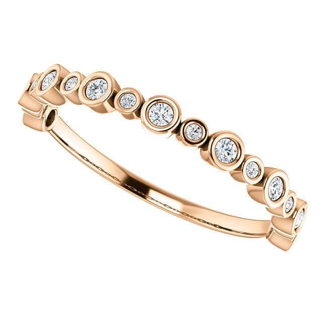 Brigid Anniversary Band Bezel Set Diamond Half Eternity Stacking Wedding Ring 1/6TCW (Min): 1.5mm & 1.0mm diamonds / 14k Rose Gold Ring by Nodeform