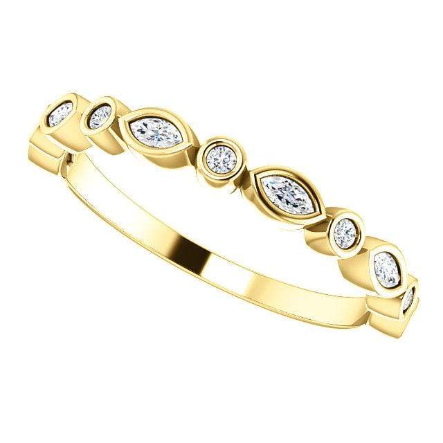 Maggie Band, 1/4CTW Diamond or Sapphire Bezel Set Marquise Stacking Half Eternity Anniversary Ring All Mined Diamonds  GHI, SI2-SI3 / 14K Yellow Gold Ring by Nodeform