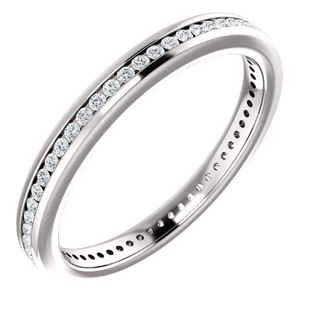 Ethical Sustainable Channel Set Diamond or Moissanite Narrow Eternity Stacking Wedding Ring 1.3mm/0.01ct (>0.40CTW) G-H Si2-Si3 Mined Diamonds /