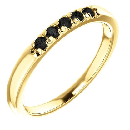 Black Diamond Pave French Set Ring Stacking Wedding Band 5 Black Diamonds (~0.2ct) / 14K Yellow Gold Ring by Nodeform