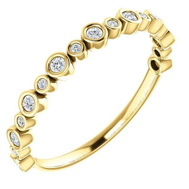 Brigid Anniversary Band Bezel Set Diamond Half Eternity Stacking Wedding Ring 1/6TCW (Min): 1.5mm & 1.0mm diamonds / 14K Yellow Gold Ring by Nodeform