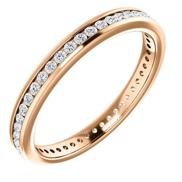 Channel Set Diamond or Moissanite Narrow Eternity Stacking Wedding Ring 1mm/0.005ct (>0.25CTW) G-H SI1 Lab-Grown Diamonds / 14k Rose Gold Ring by Nodeform