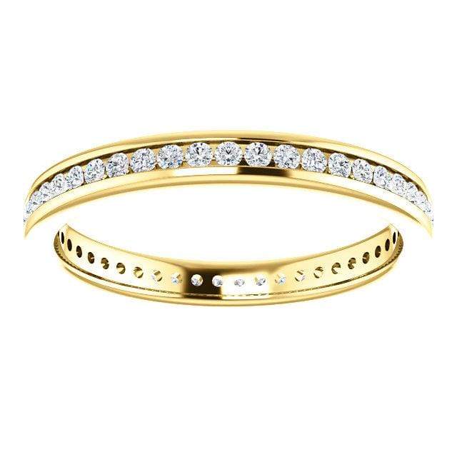 Channel Set Diamond or Moissanite Narrow Eternity Stacking Wedding Ring 1mm/0.005ct (>0.25CTW) G-H SI1 Lab-Grown Diamonds / 18k Yellow Gold Ring by Nodeform