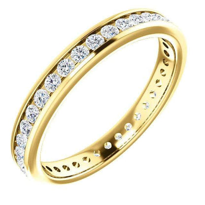 Moissanite, diamond or sapphire Channel Set Eternity Anniversary Wedding Band Moissanite / 14K Yellow Gold Ring by Nodeform