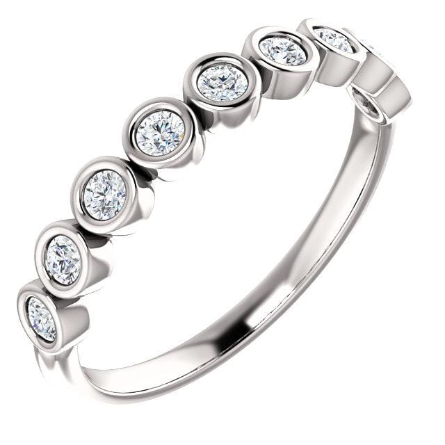 Betty Anniversary Band - Bezel Set Diamond Half Eternity Stacking Wedding Ring 1/4 CTW (Min): 2mm diamonds / 14k Nickel White Gold (Rhodium Plated) Ring by Nodeform