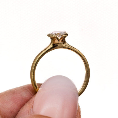 Tulip Moissanite Engagement Ring, Half Bezel Round Moissanite Solitaire Ring Ring by Nodeform