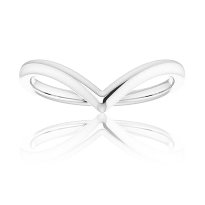 Vica Ring V Shape Contoured Curved Narrow Wedding Stacking Band Ring by Nodeform