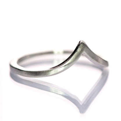 Victoria Ring V Shape Contoured Curved Skinny Thin Wedding Stacking Band Ring by Nodeform