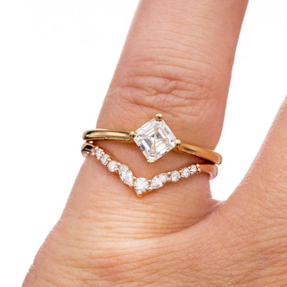 Vanessa Band- Graduated Diamond V-Curved Chevron Contoured Stacking Wedding Ring Ring by Nodeform