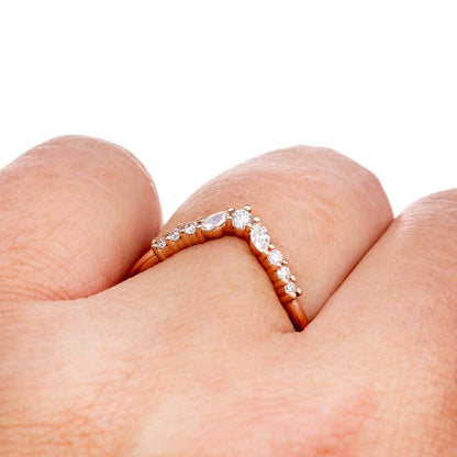 Vanessa Band- Graduated Diamond V-Curved Chevron Contoured Stacking Wedding Ring Ring by Nodeform