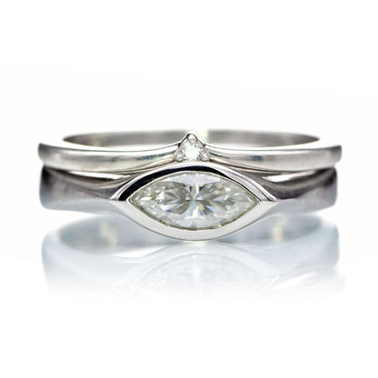 Marquise Moissanite Bezel Solitaire Engagement Ring Ring by Nodeform